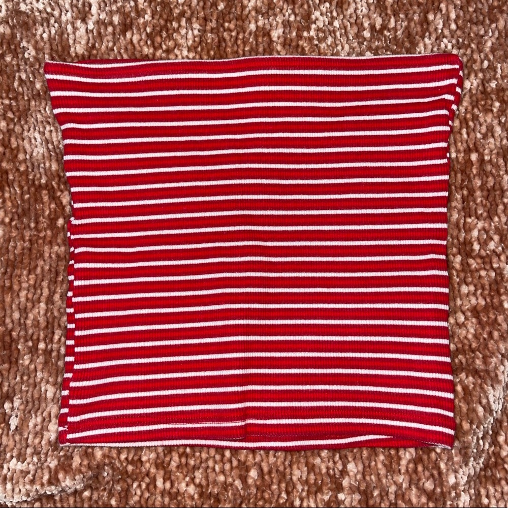 Red and White Striped Brandy Melville Crop Top